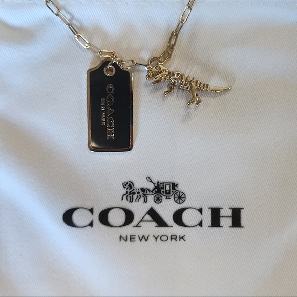 Coach Gold Rexy Hang Tag Charm Necklace - Picture 2 of 9